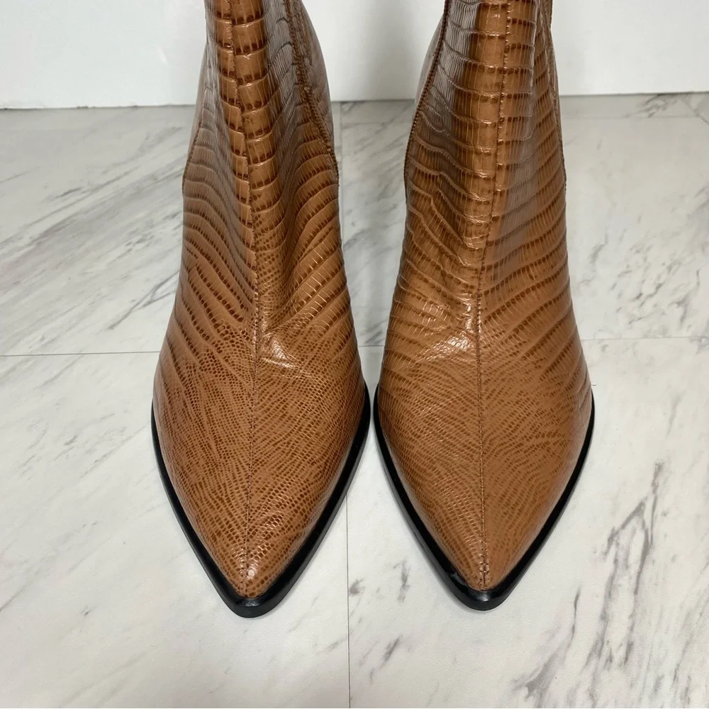 Marc Fisher Mariel Brown Leather Heeled Bootie 11M - Picture 10 of 14